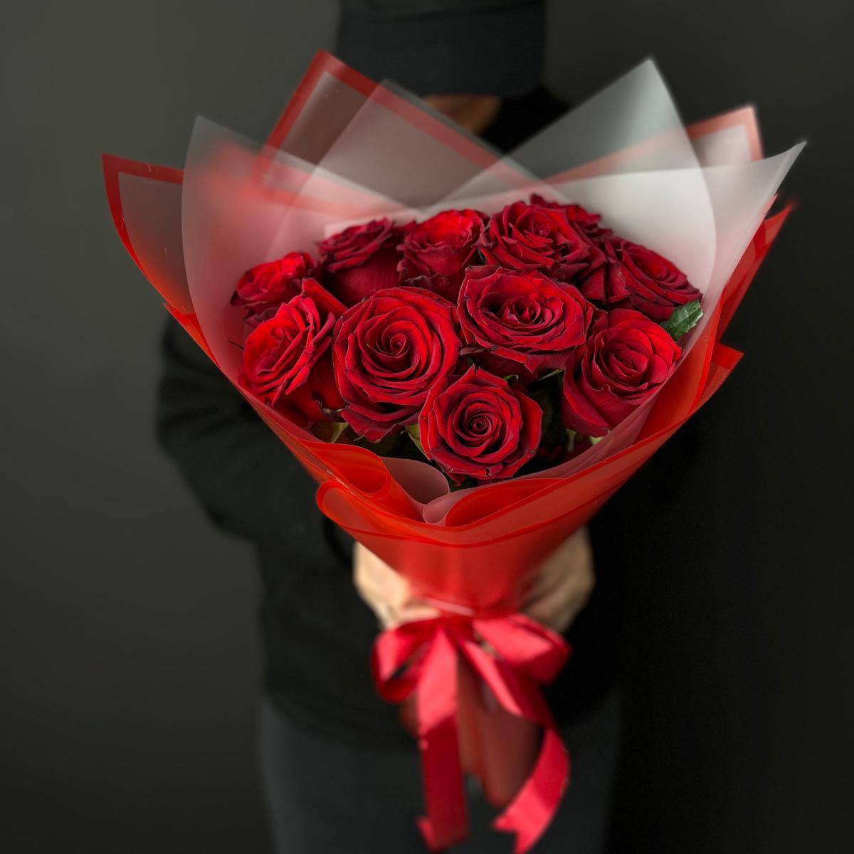 Букеты из красных роз 40 см (Эквадор) [код товара - 189420]