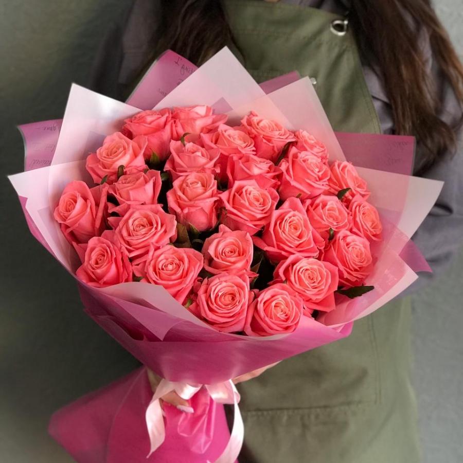 Розовые розы 50 см 25 шт. (Россия) [№  335775]