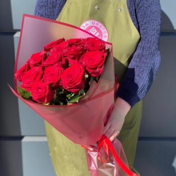 Красные розы 60 см 15 шт. (Россия) №  336105