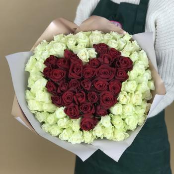Букет 101 роза (Кения) в виде Сердца (код товара  115830)