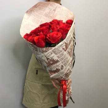 Красные розы 15 шт 60см (Эквадор) №  121110